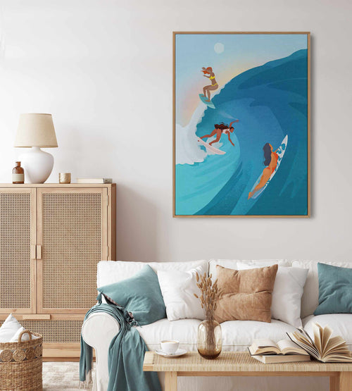 Surfers by Petra Lizde | Framed Canvas Art Print