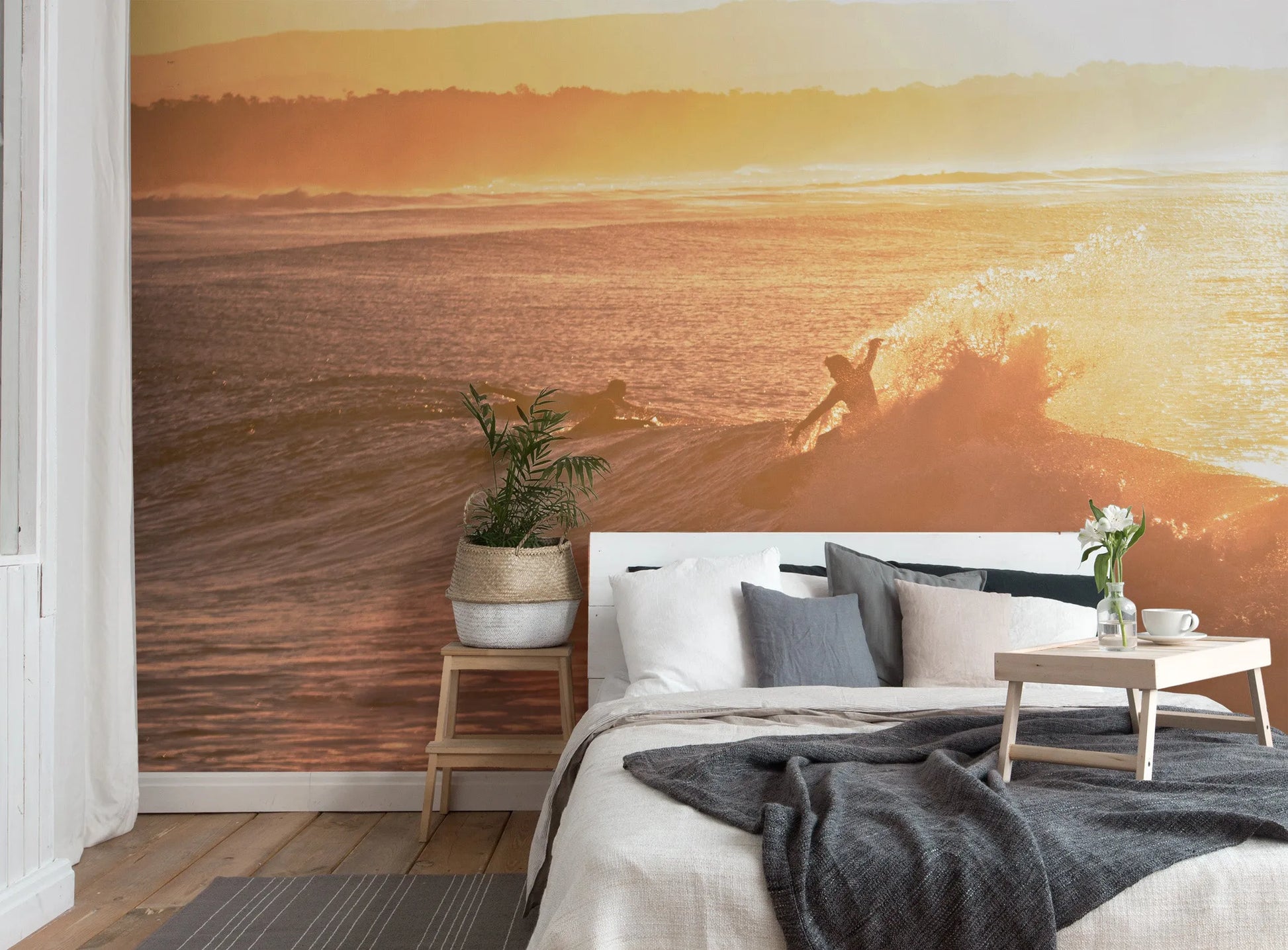 Surfing Liquid Gold Photo Mural Wallpaper from Olive et Oriel where you can shop wallpaper and artworks online
