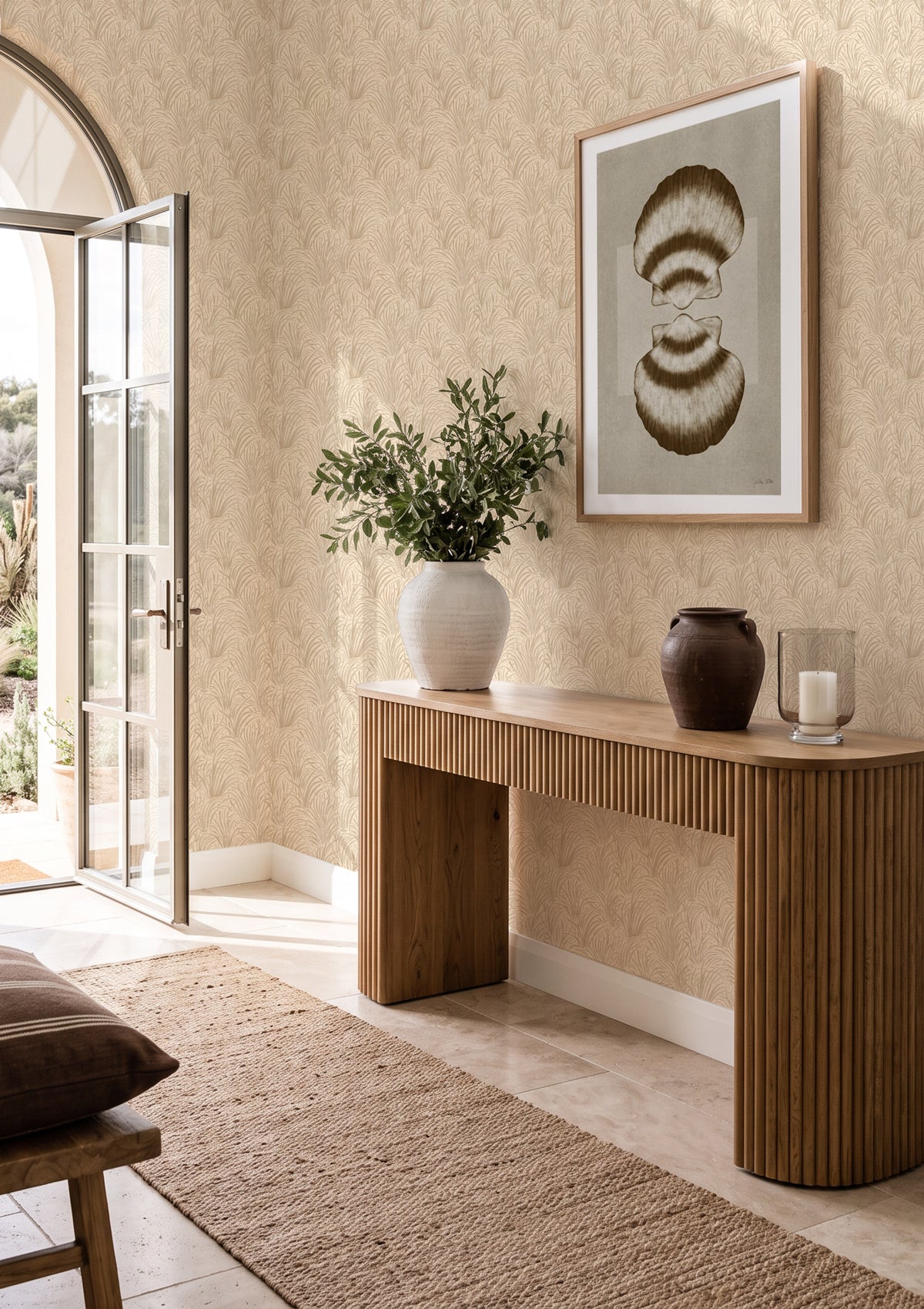 Coastal Luxe Grass in Beige Wallpaper