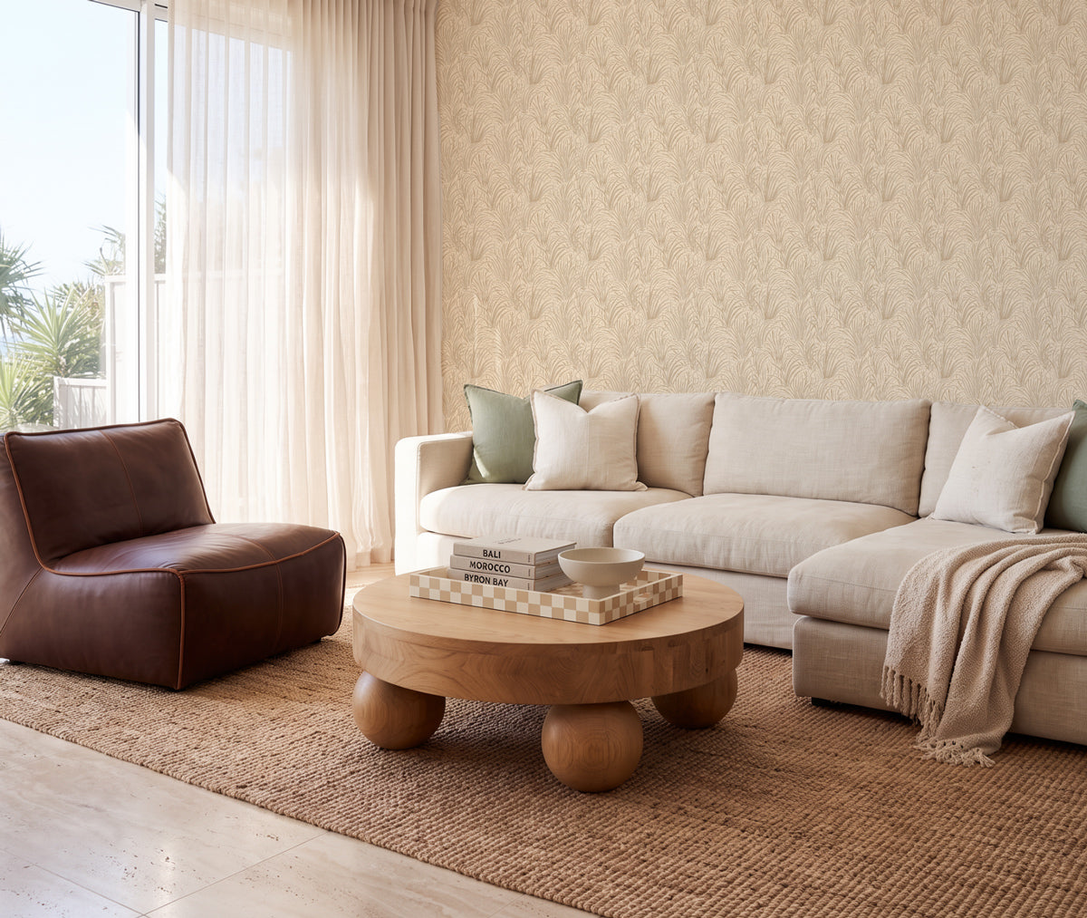 Coastal Luxe Grass in Beige Wallpaper