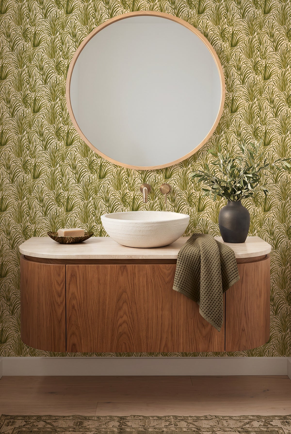 Coastal Luxe Grass in Khaki Green Wallpaper