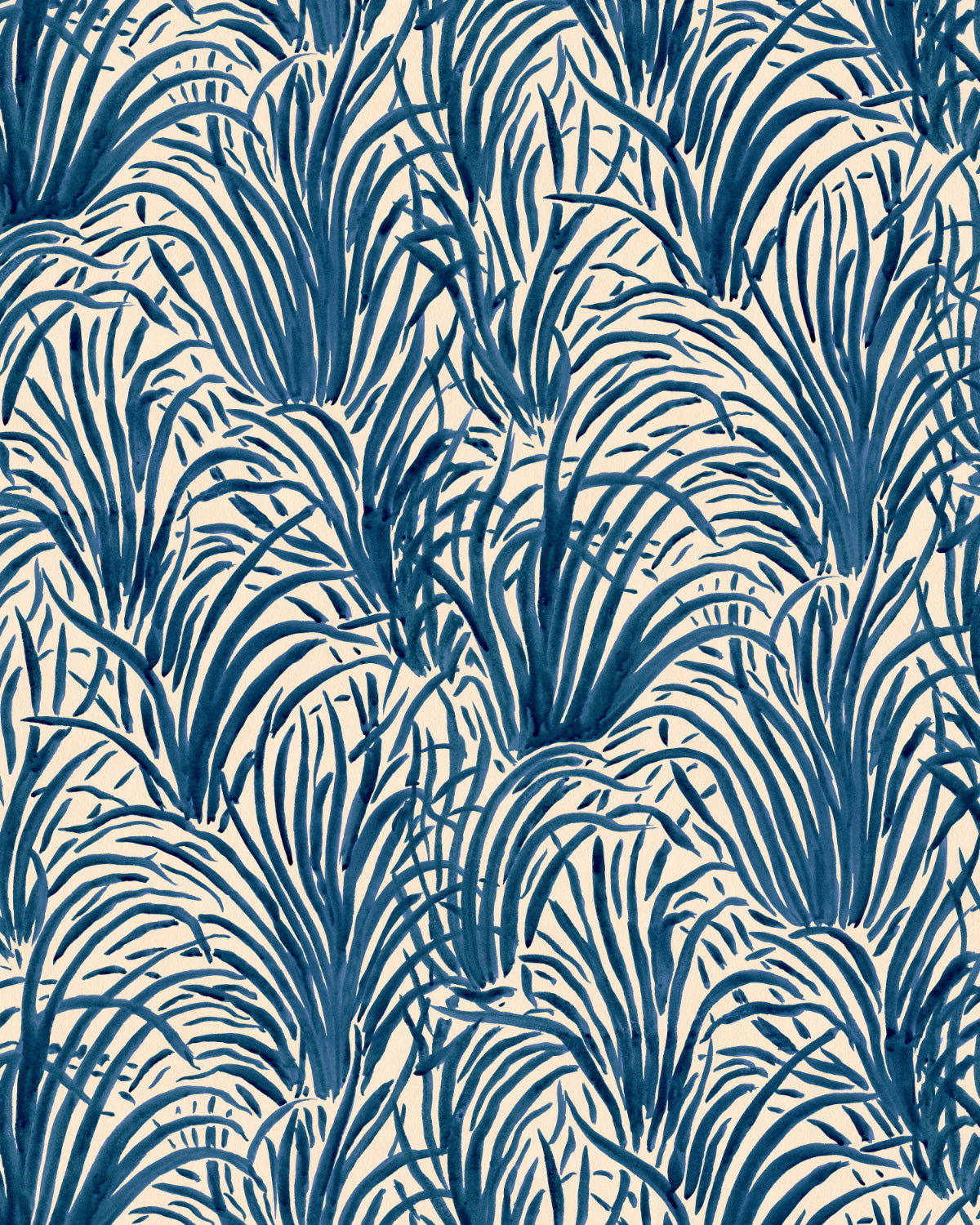 Coastal Luxe Grass in Navy Blue Wallpaper