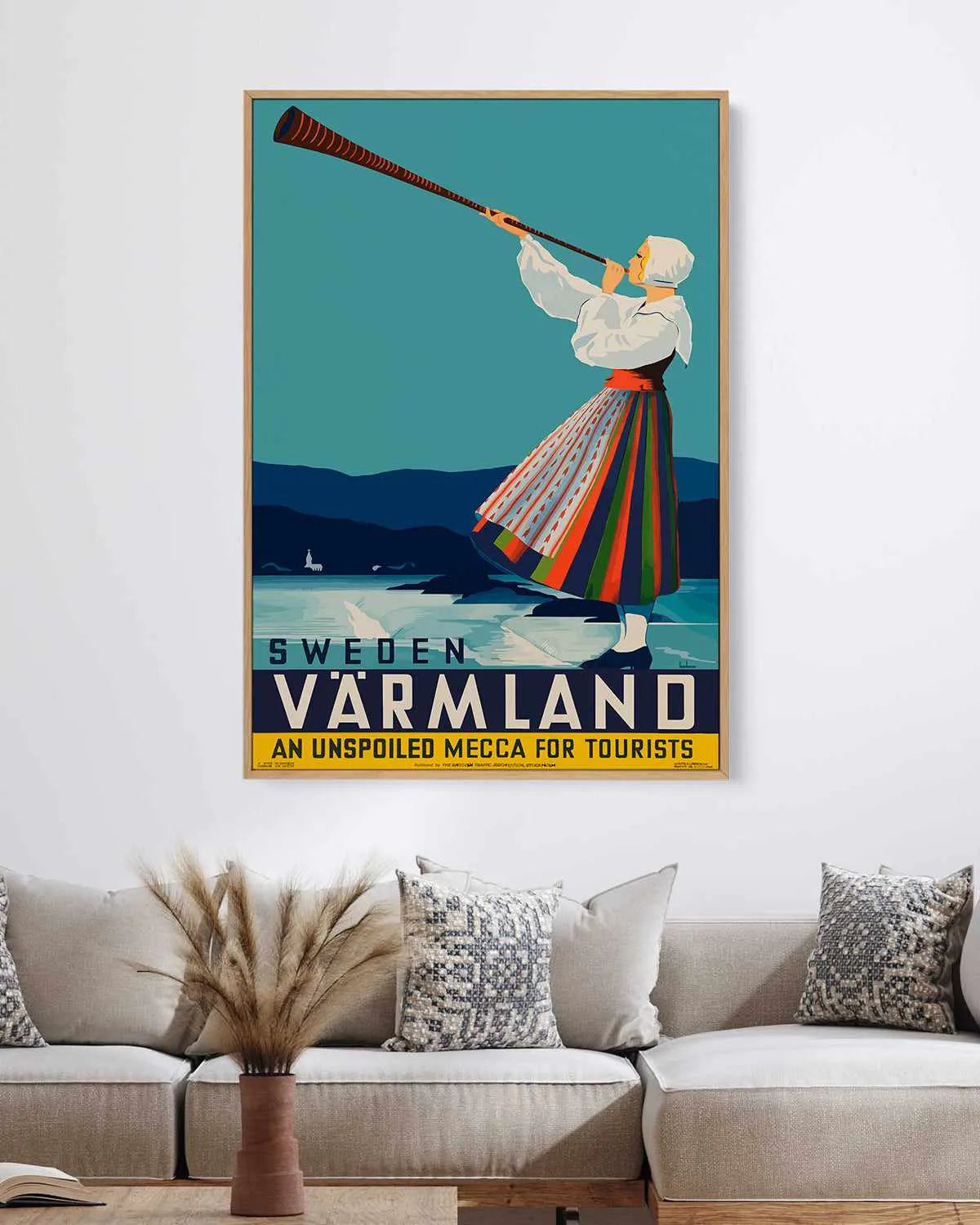 Sweden Varmland Vintage Poster | Framed Canvas Art Print from Olive et Oriel where you can shop wallpaper and artworks online