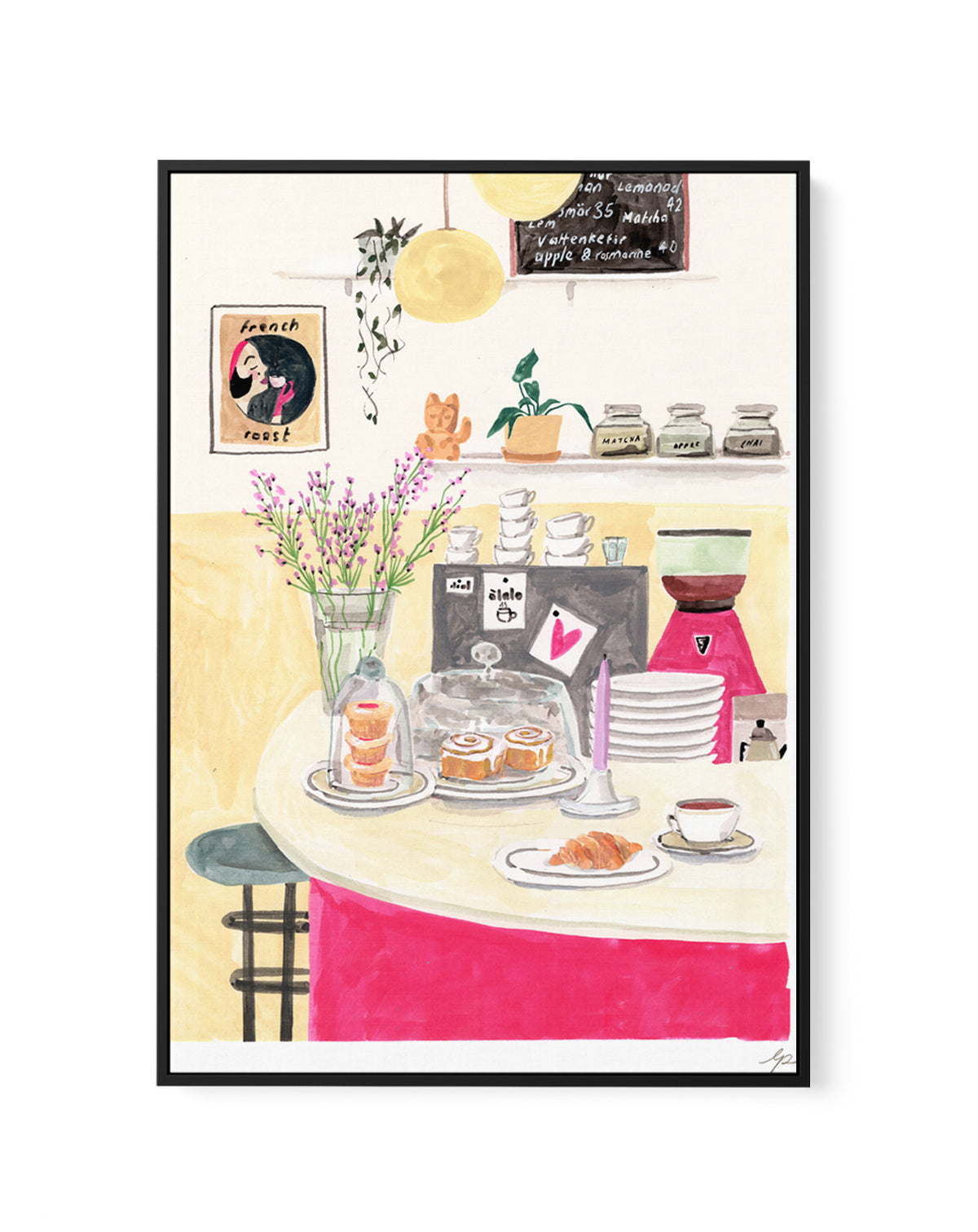 Swedish Cafe by Laura Page | Framed Canvas Art Print