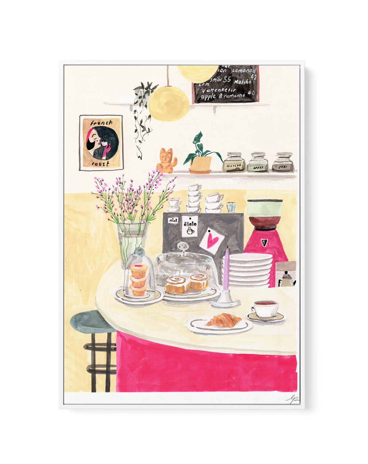Swedish Cafe by Laura Page | Framed Canvas Art Print
