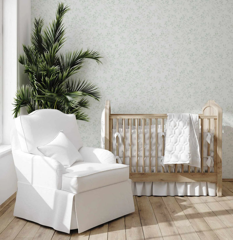 SALE Sweet Leaves In Sage Wallpaper