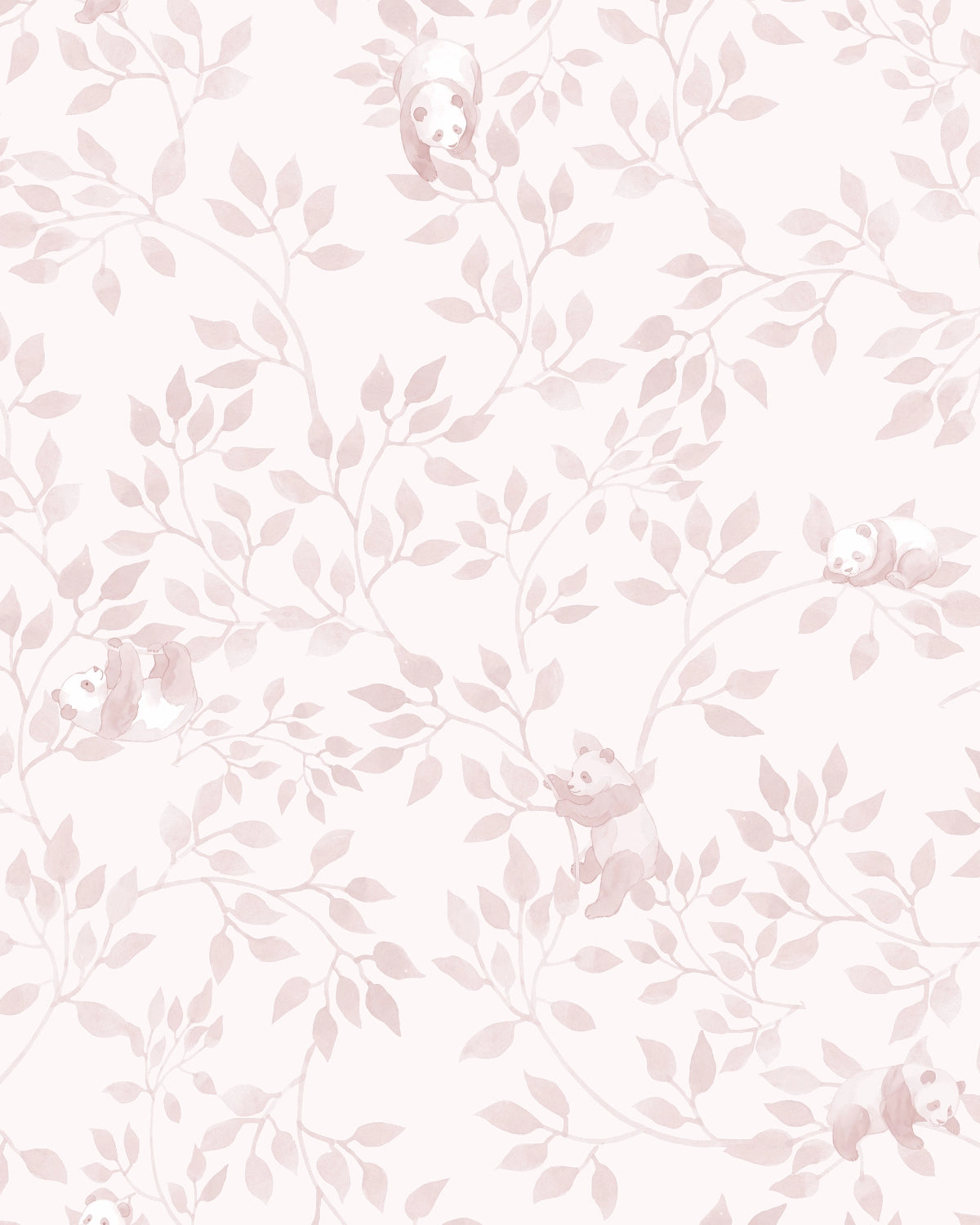 Sweet Pandas In Dusty Pink Wallpaper