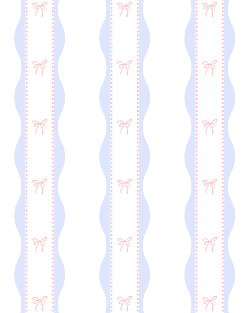 Lola Preppy Pink Bow By the Roll Wallpaper from Olive et Oriel where you can shop wallpaper and artworks online
