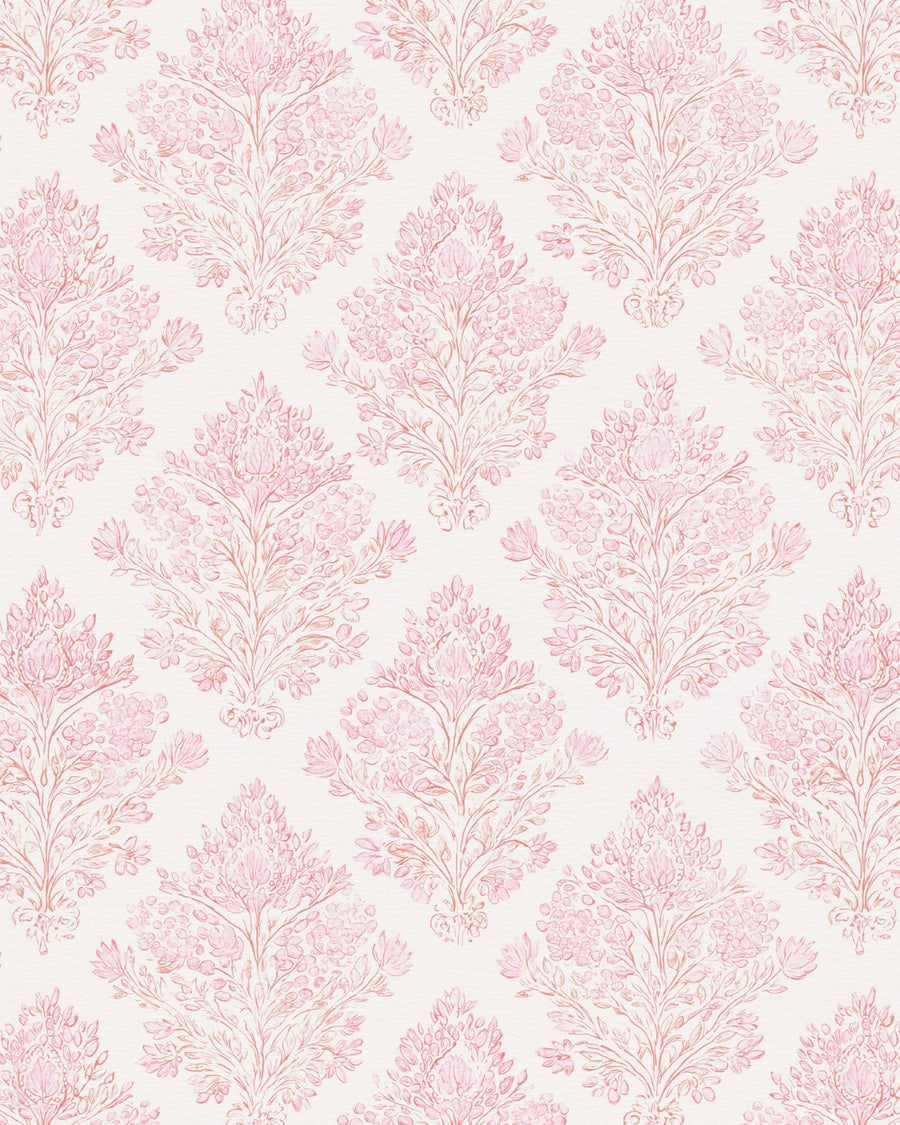 Sweet Château in Pink Wallpaper from Olive et Oriel where you can shop wallpaper and artworks online