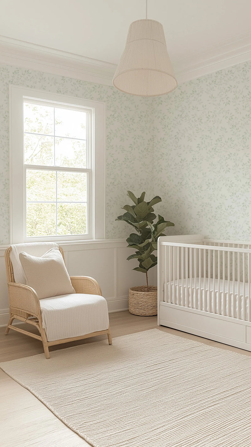 Sweet Leaves In Sage Wallpaper from Olive et Oriel where you can shop wallpaper and artworks online