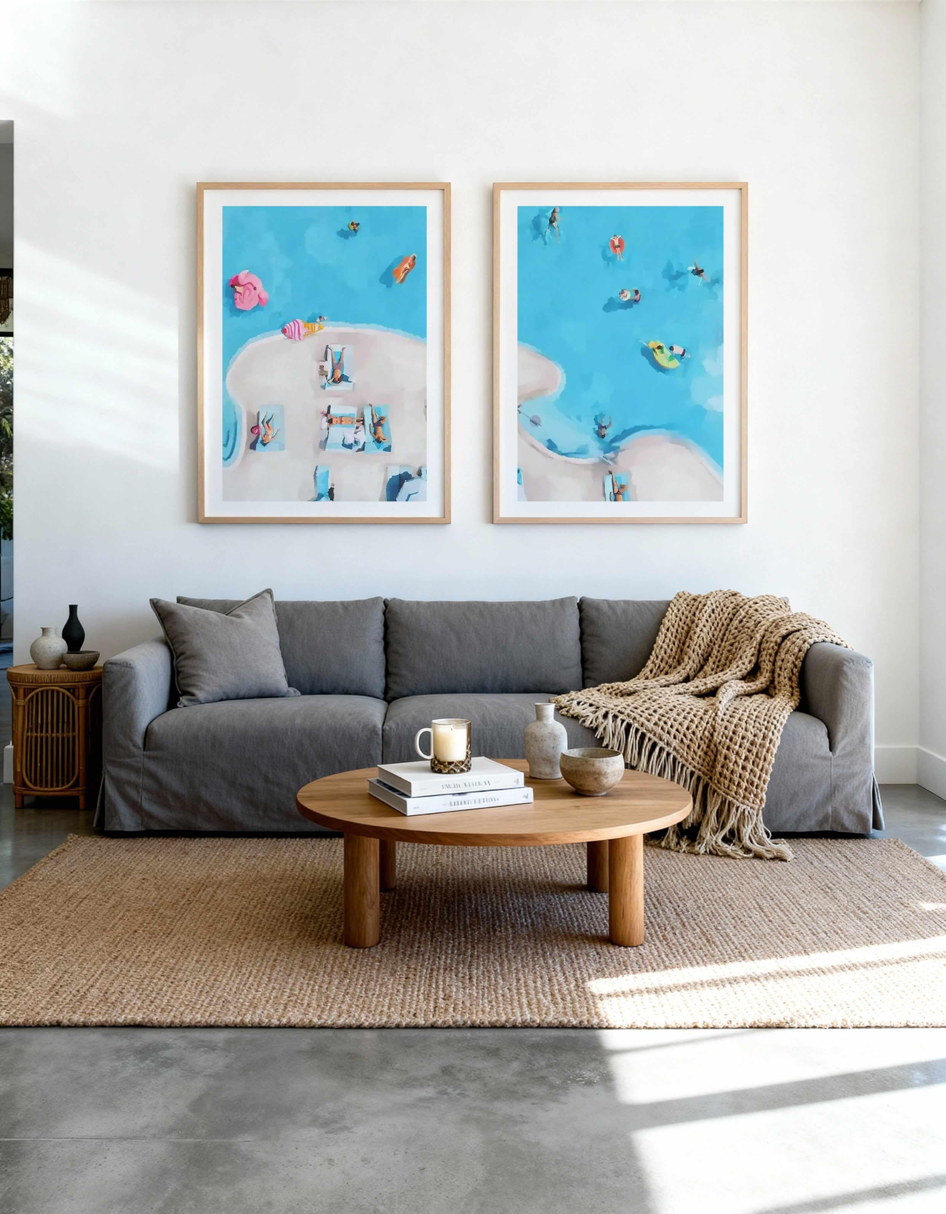 Swim Up I & II Art Print Set of 2 | Matching Wall Art