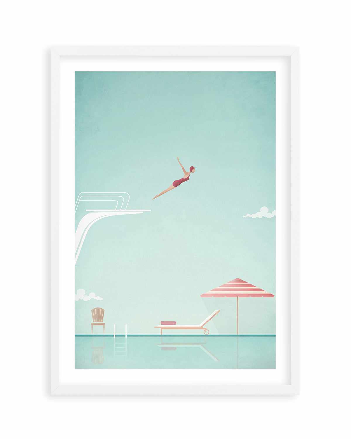 Swimming Pool, Diver by Henry Rivers Art Print