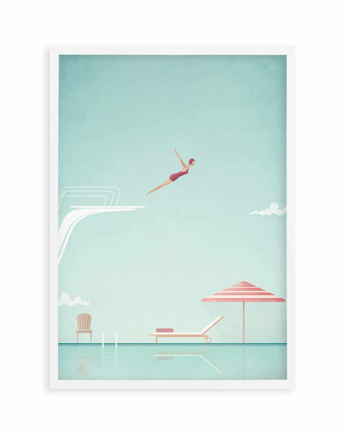 Swimming Pool, Diver by Henry Rivers Art Print