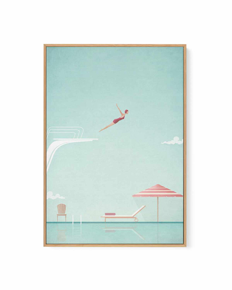 Swimming Pool, Diver by Henry Rivers | Framed Canvas Art Print