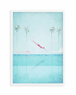 Swimming Pool, Diver and Palms by Henry Rivers Art Print