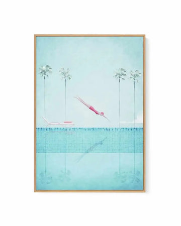 Swimming Pool, Diver and Palms by Henry Rivers | Framed Canvas Art Print from Olive et Oriel where you can shop wallpaper and artworks online