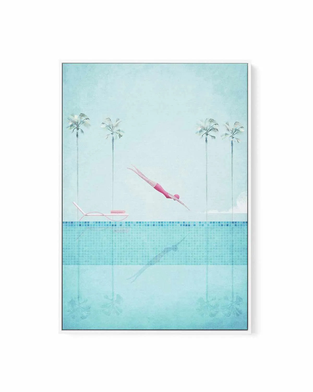 Swimming Pool, Diver and Palms by Henry Rivers | Framed Canvas Art Print from Olive et Oriel where you can shop wallpaper and artworks online