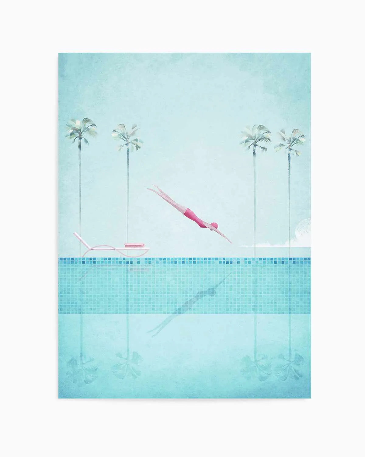 Swimming Pool, Diver and Palms by Henry Rivers Art Print from Olive et Oriel where you can shop wallpaper and artworks online