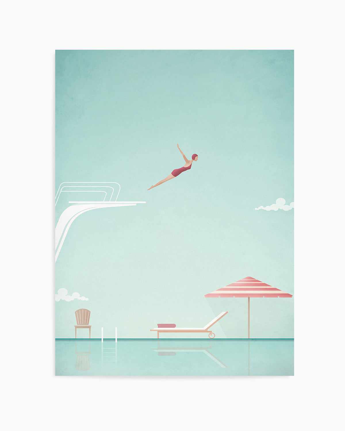 Swimming Pool, Diver by Henry Rivers Art Print