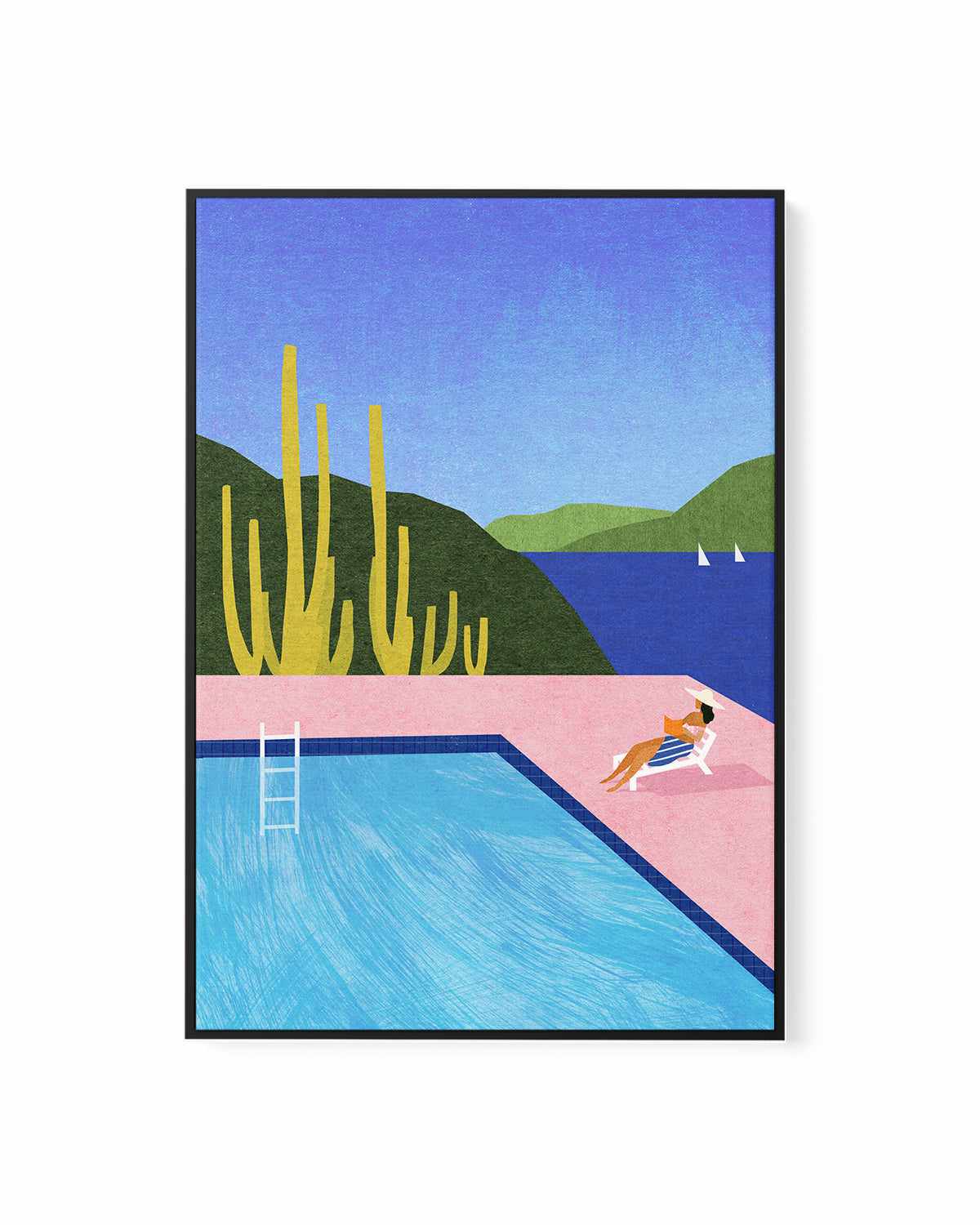 Swimming Pool, Pink by Henry Rivers | Framed Canvas Art Print