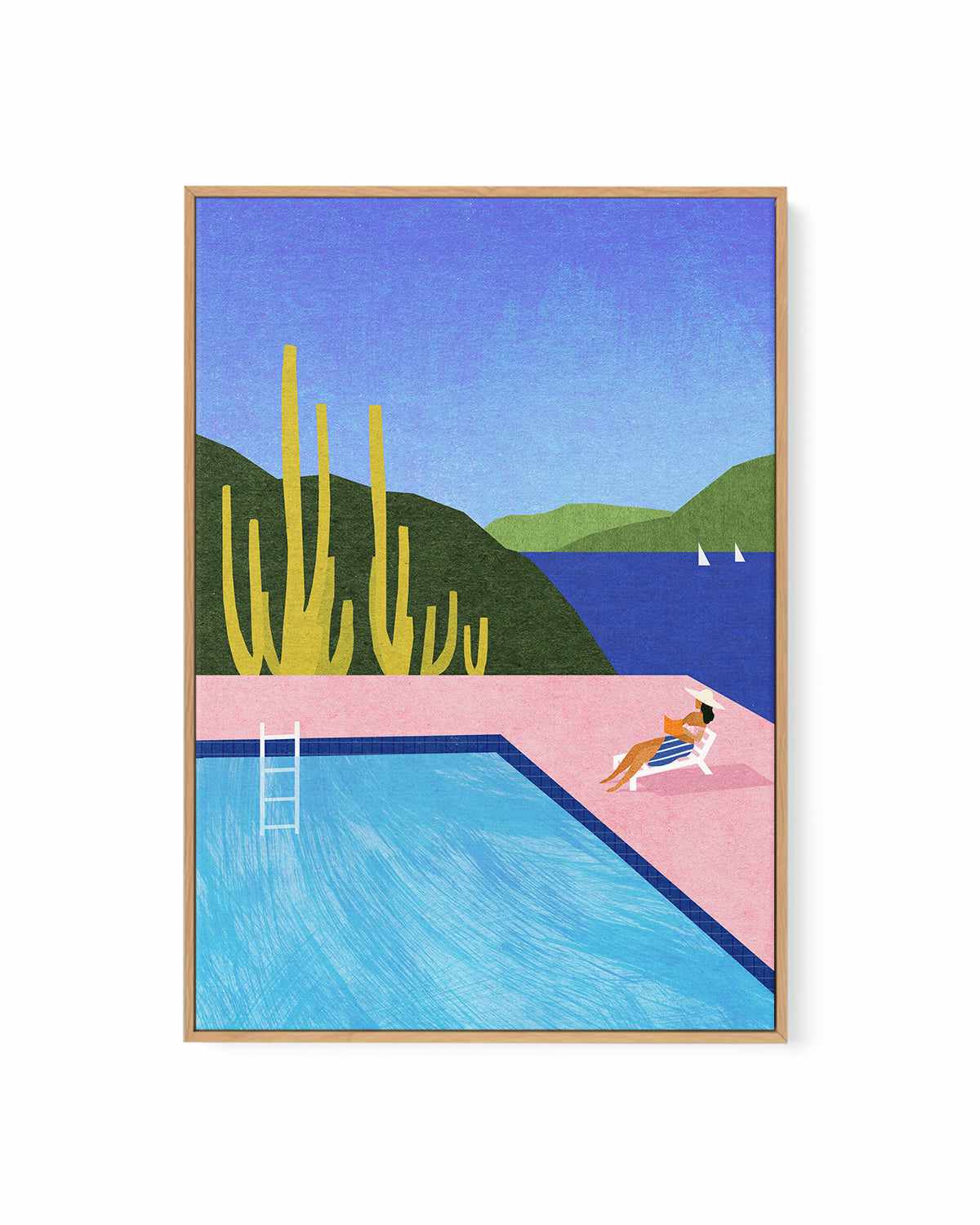 Swimming Pool, Pink by Henry Rivers | Framed Canvas Art Print