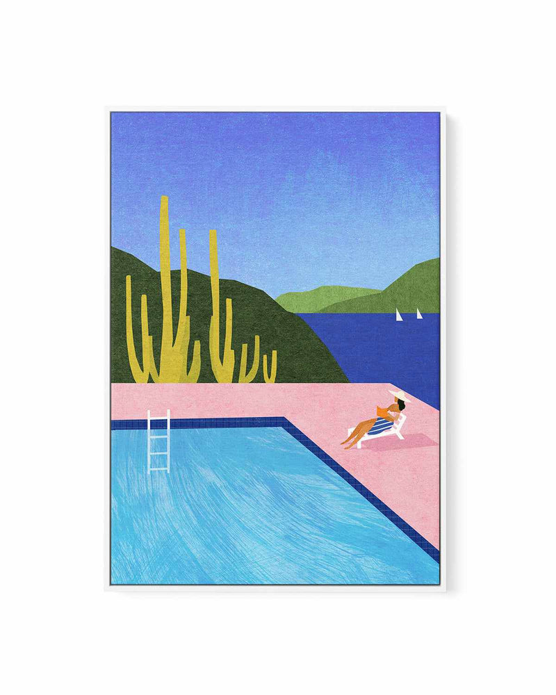 Swimming Pool, Pink by Henry Rivers | Framed Canvas Art Print