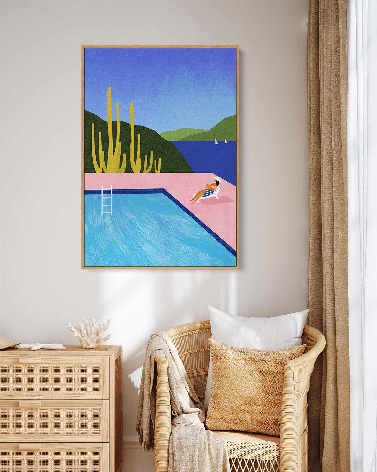 Swimming Pool, Pink by Henry Rivers | Framed Canvas Art Print