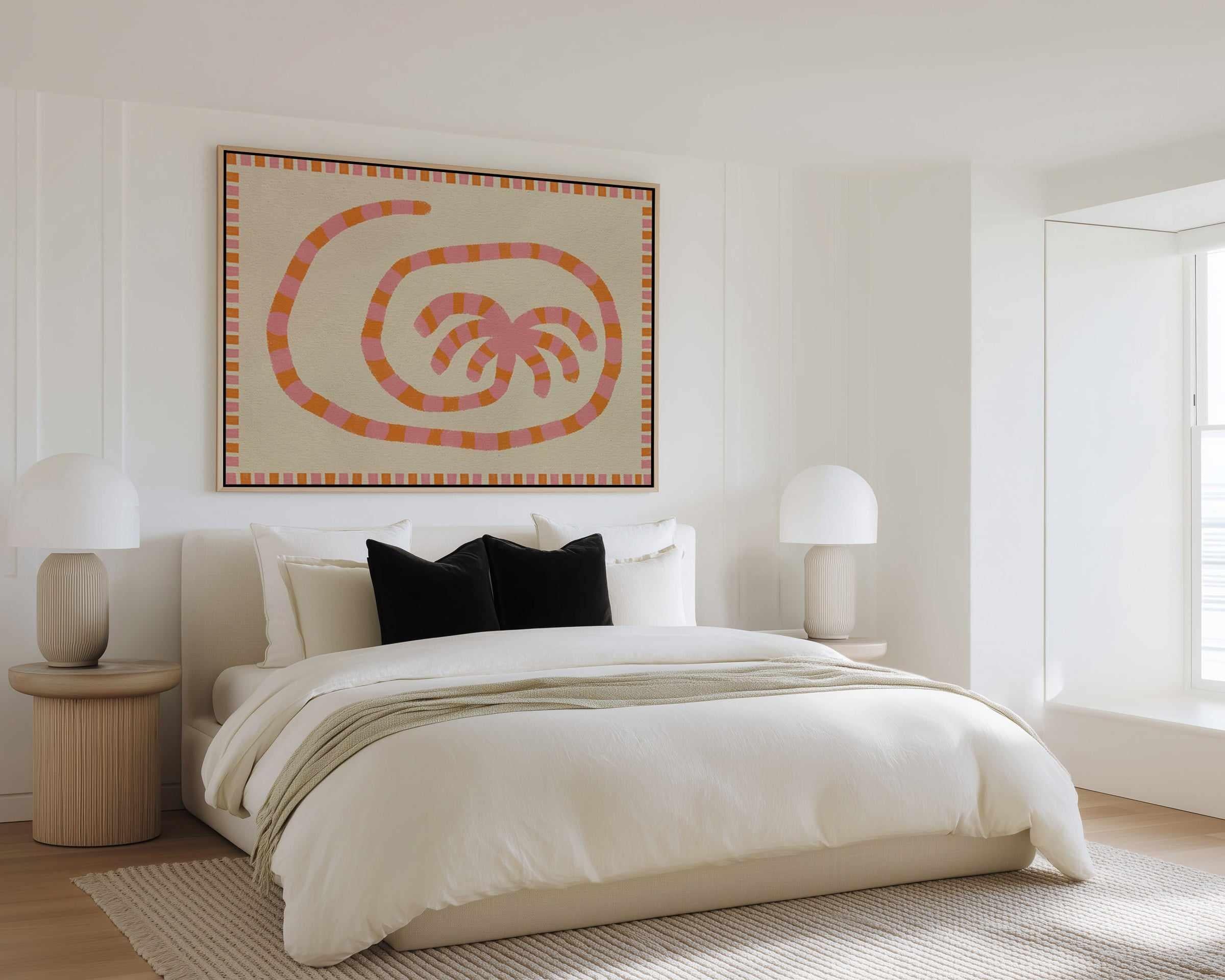 Swirl of Summer Palm by Shatha Al Dafai | Framed Canvas Art Print from Olive et Oriel where you can shop wallpaper and artworks online