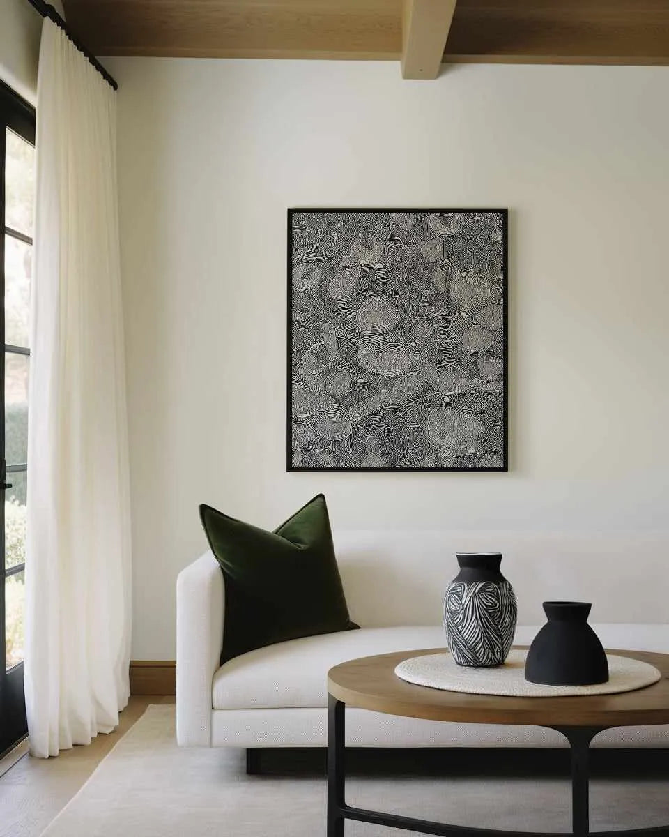 Systems | Black by Leah Cummins | Framed Canvas Art Print from Olive et Oriel where you can shop wallpaper and artworks online