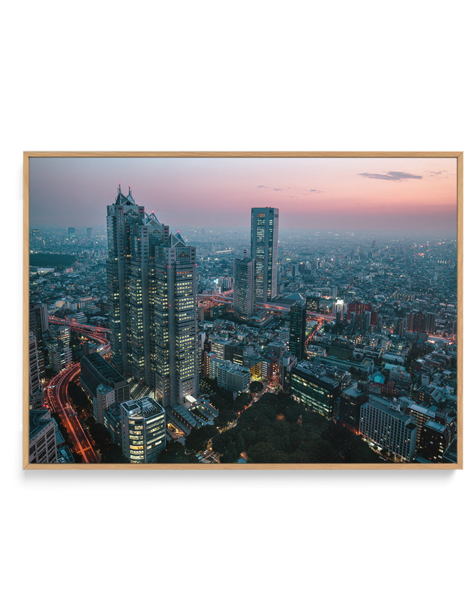 Tokyo Sunset Skyline by sirou.minami | Framed Canvas Art Print