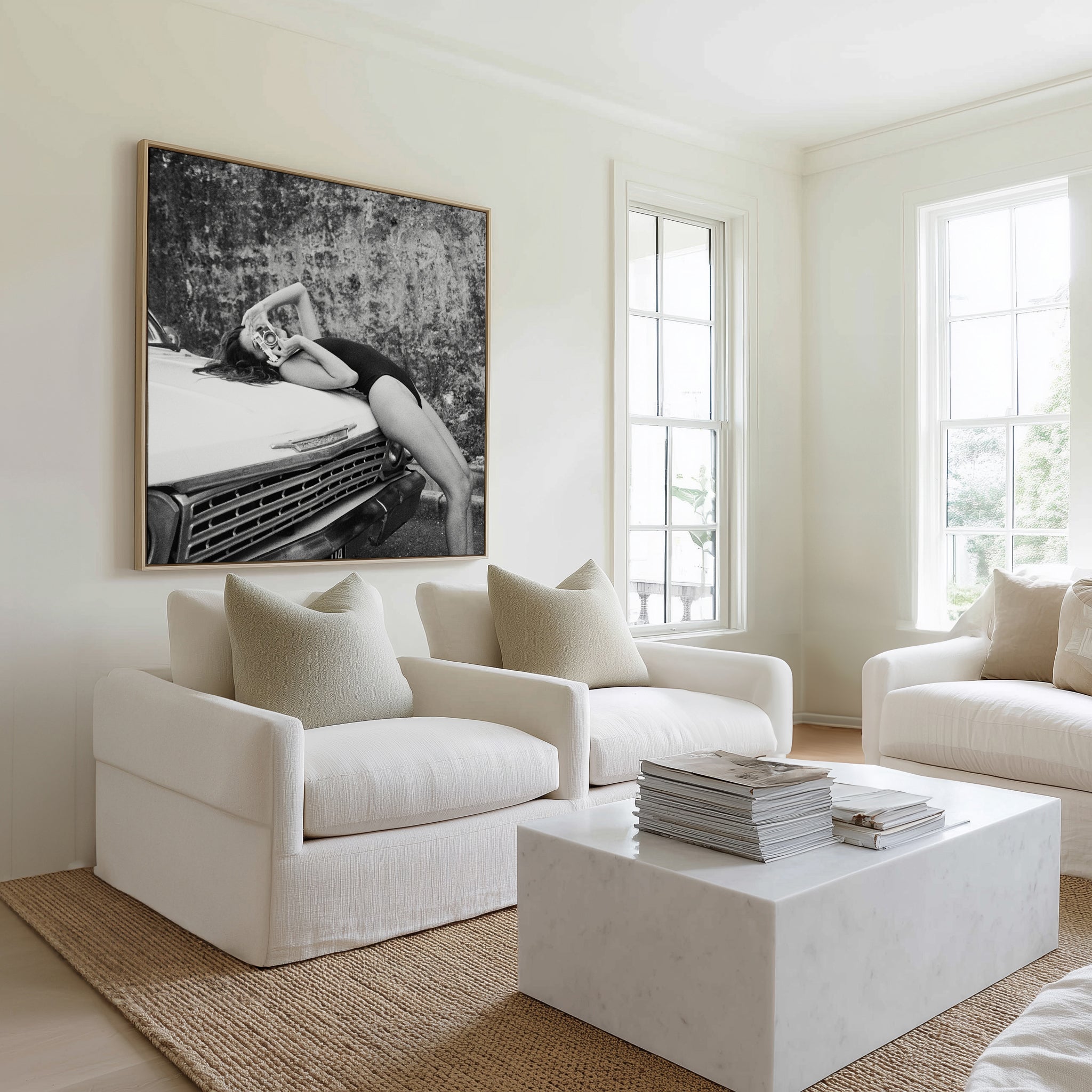 Takin' It Easy B&W by Amy Hallam | Framed Canvas Art Print