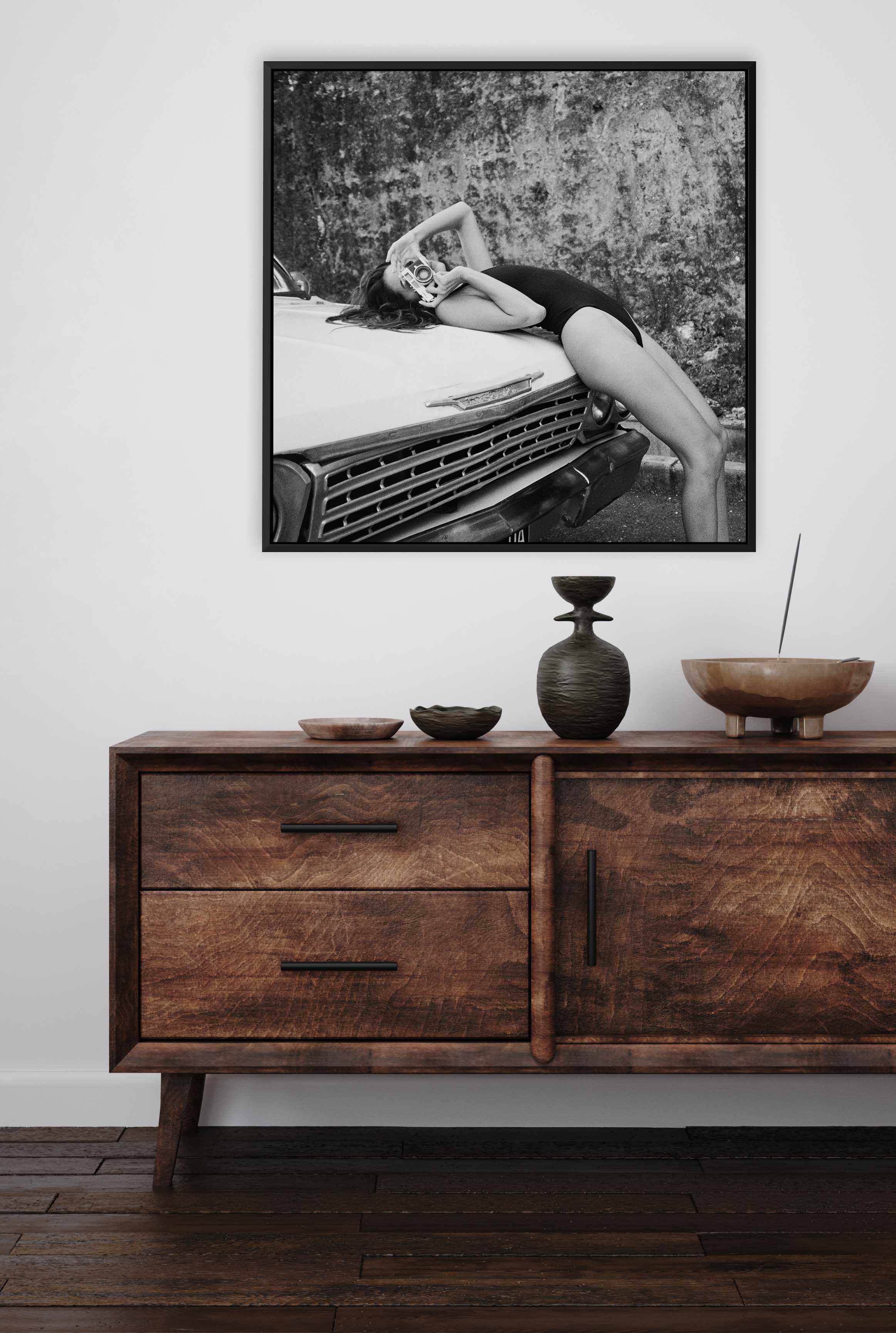 Takin' It Easy B&W by Amy Hallam | Framed Canvas Art Print