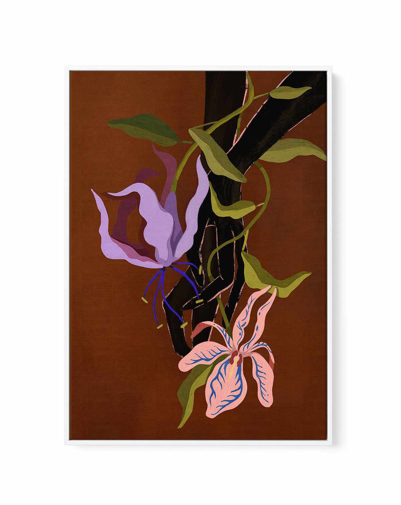 Tangled Brown by Arty Guava | Framed Canvas Art Print