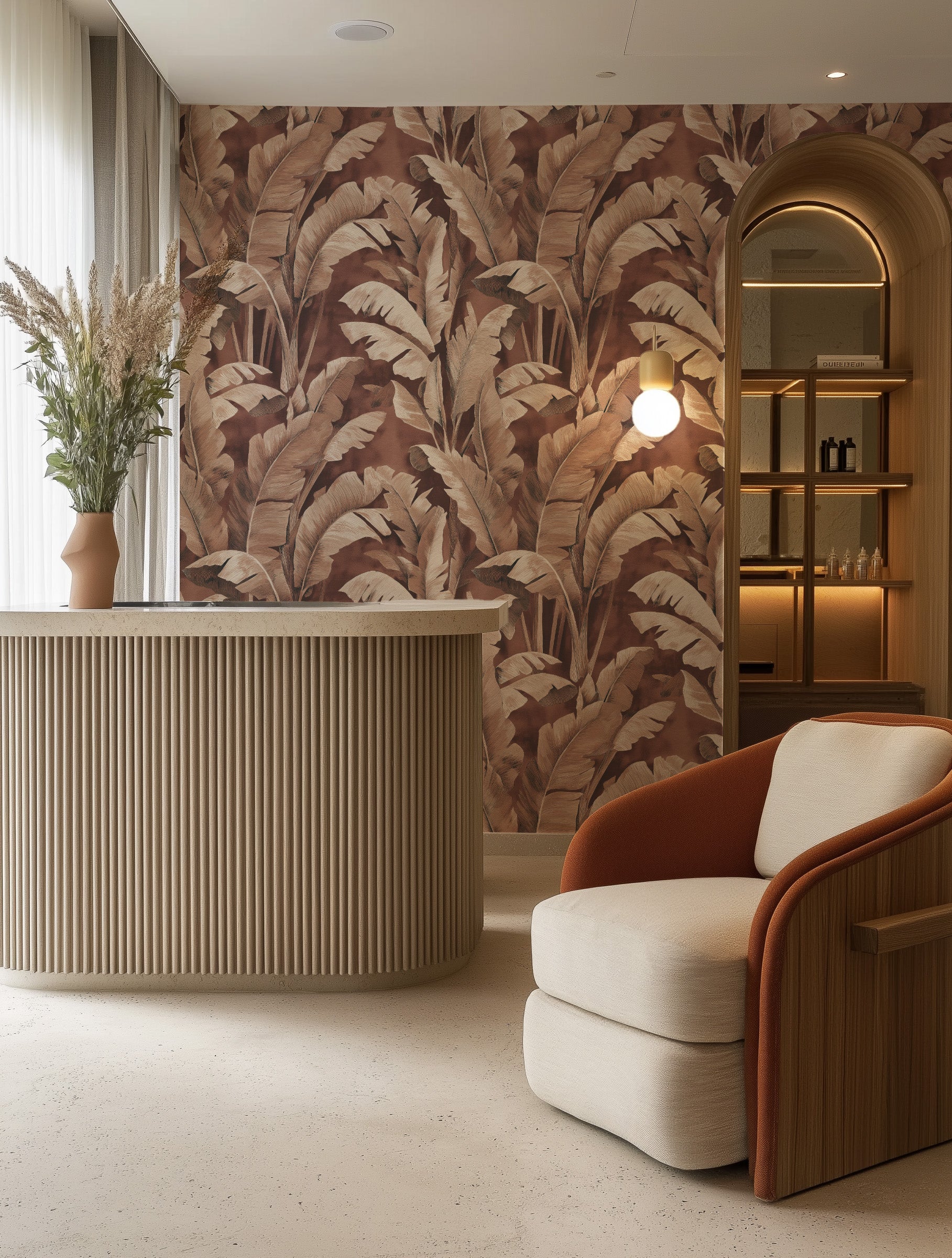 Tanzania Palm Commercial Vinyl Wallpaper from Olive et Oriel where you can shop wallpaper and artworks online