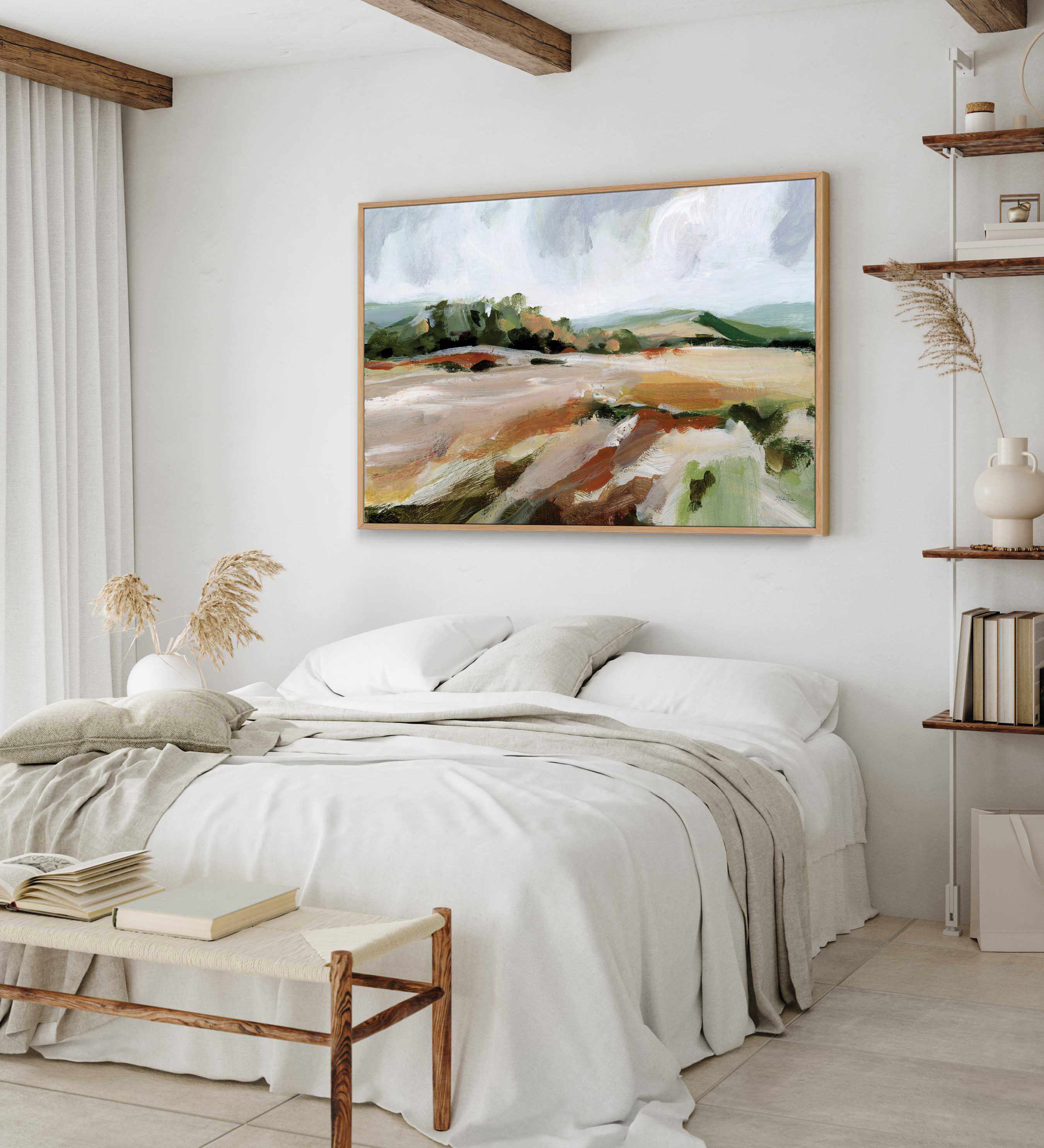 Taupe Toned Landscape | Framed Canvas Art Print