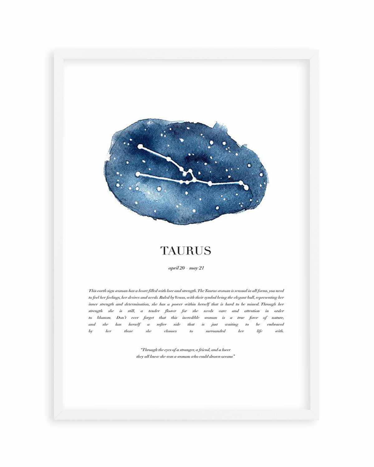 Taurus | Watercolour Zodiac Art Print