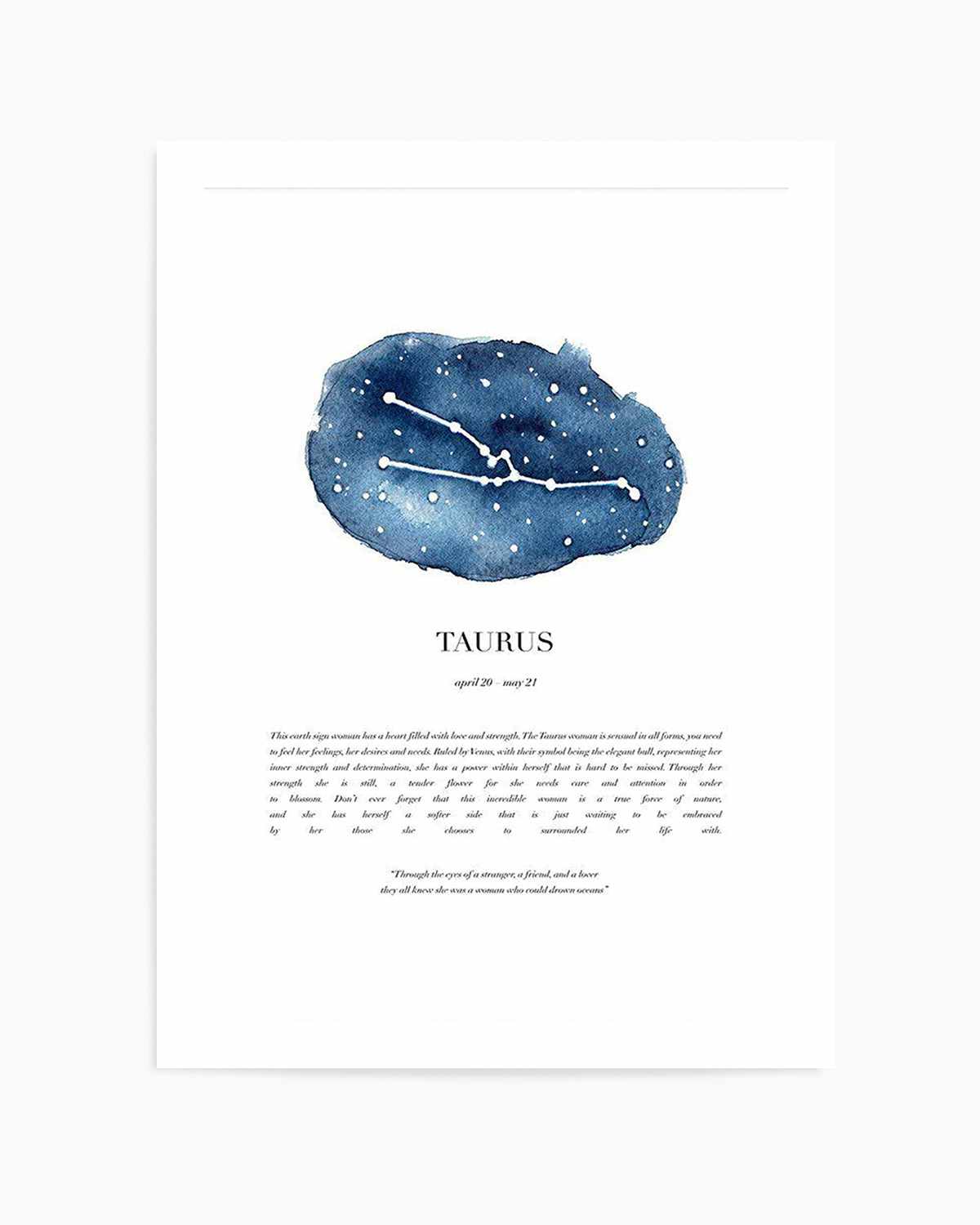 Taurus | Watercolour Zodiac Art Print