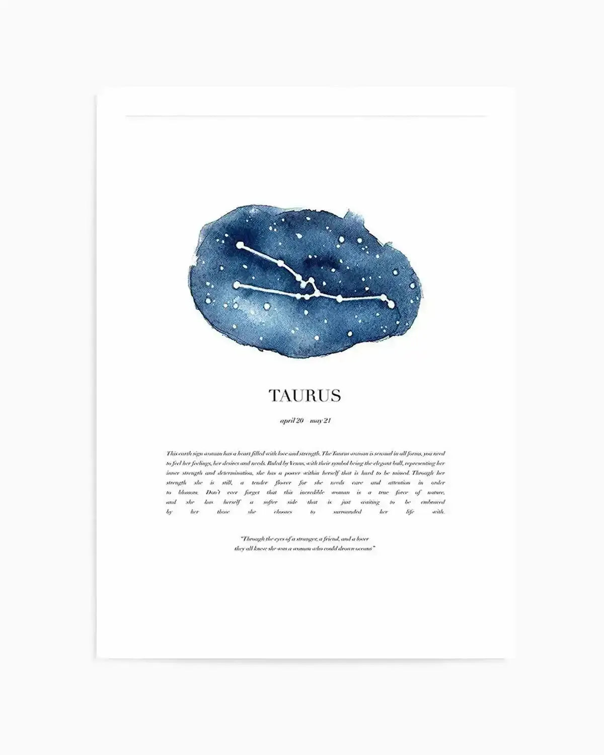 Taurus | Watercolour Zodiac Art Print from Olive et Oriel where you can shop wallpaper and artworks online
