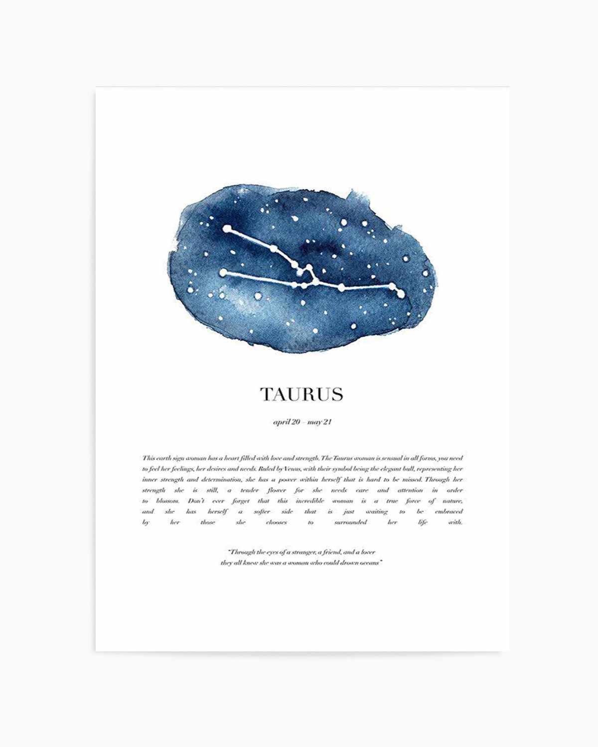 Taurus | Watercolour Zodiac Art Print