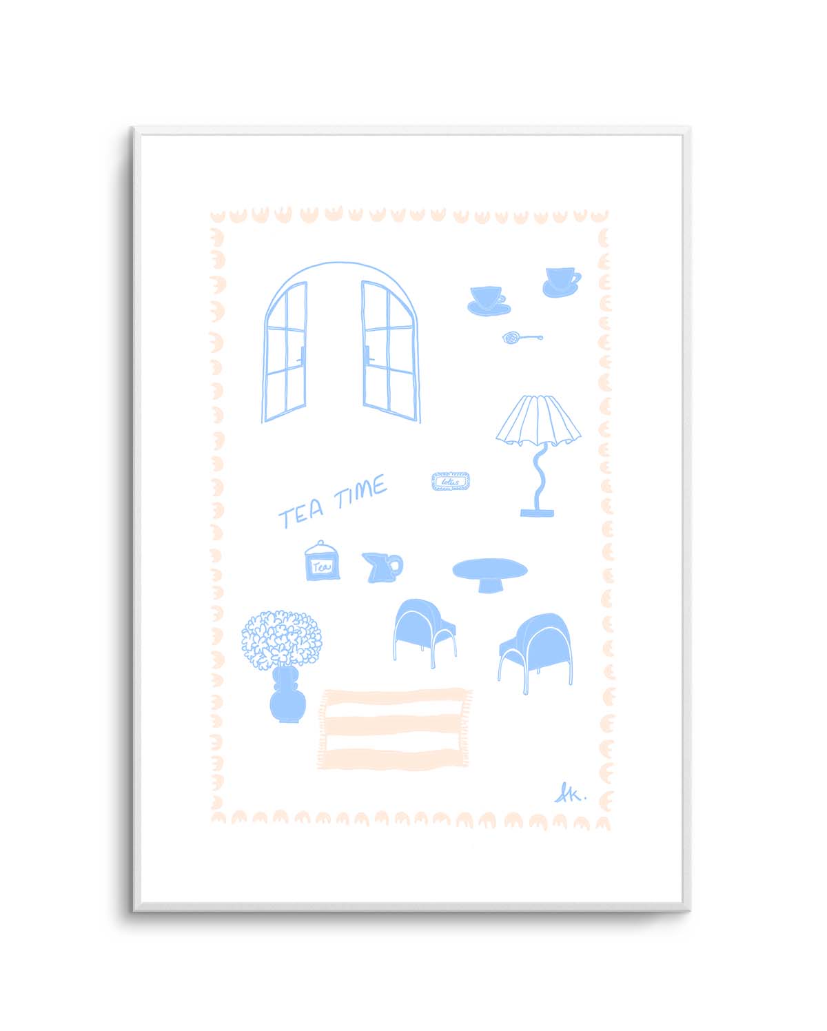 Tea Time Blue Pink by Anne Korako | Art Print