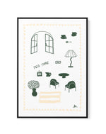 Tea Time Green Beige by Anne Korako | Framed Canvas Art Print