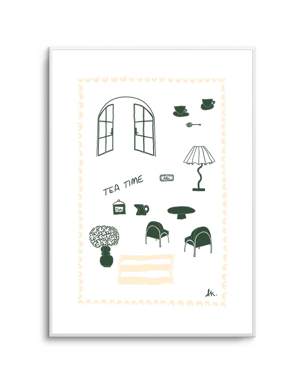 Tea Time Green Beige by Anne Korako | Art Print