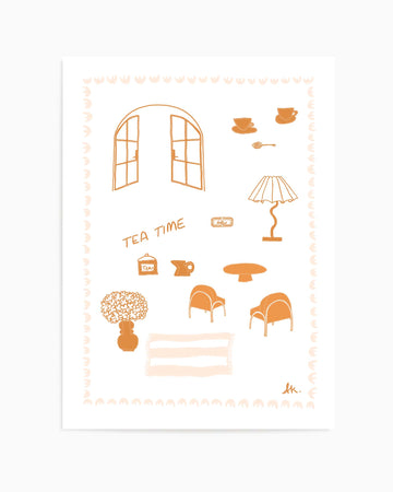 Tea Time Tan Pink by Anne Korako | Art Print from Olive et Oriel where you can shop wallpaper and artworks online