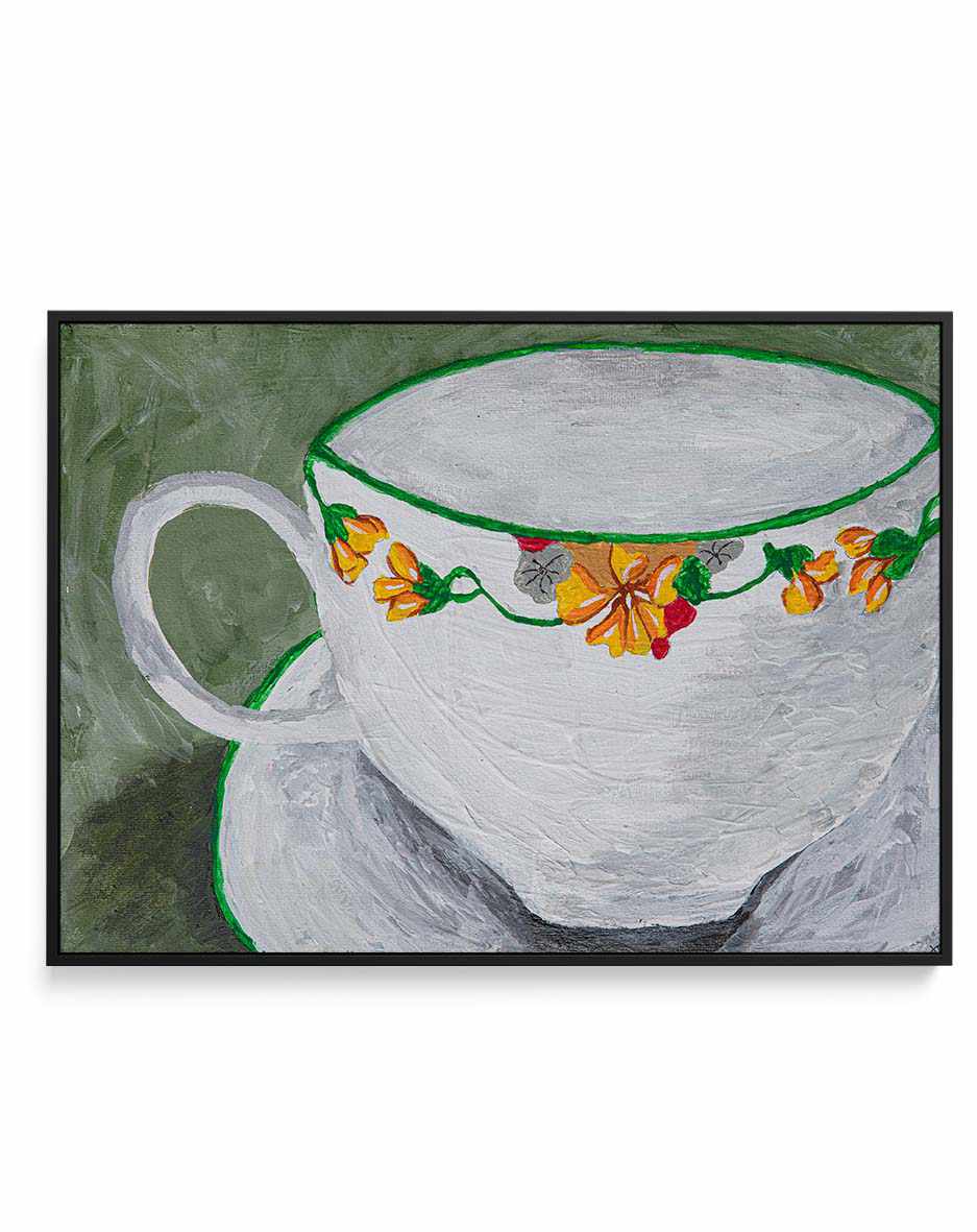 Teacup With Flowers by Dale Hefer | Framed Canvas Art Print from Olive et Oriel where you can shop wallpaper and artworks online