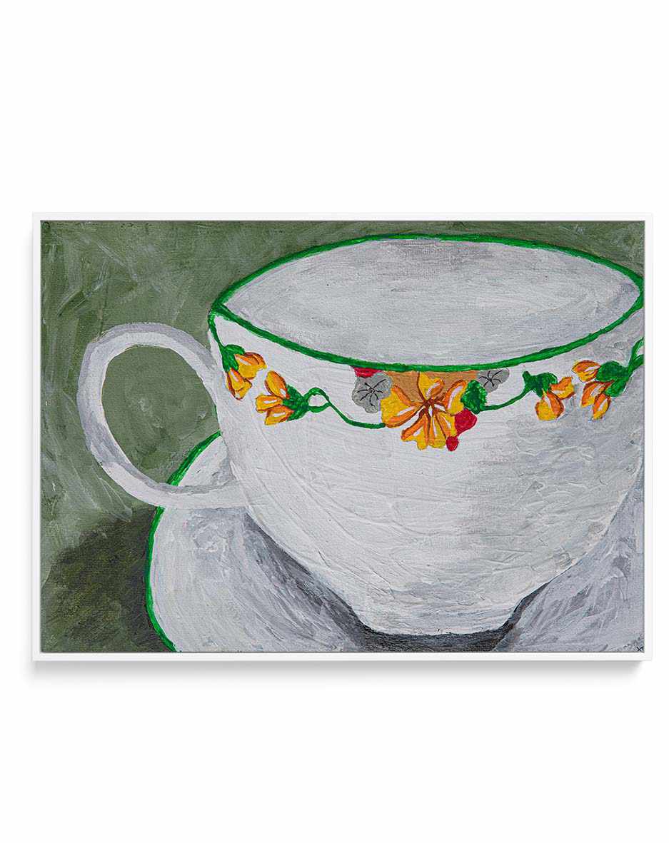 Teacup With Flowers by Dale Hefer | Framed Canvas Art Print from Olive et Oriel where you can shop wallpaper and artworks online