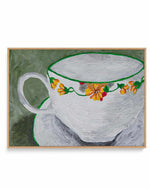 Teacup With Flowers by Dale Hefer | Framed Canvas Art Print