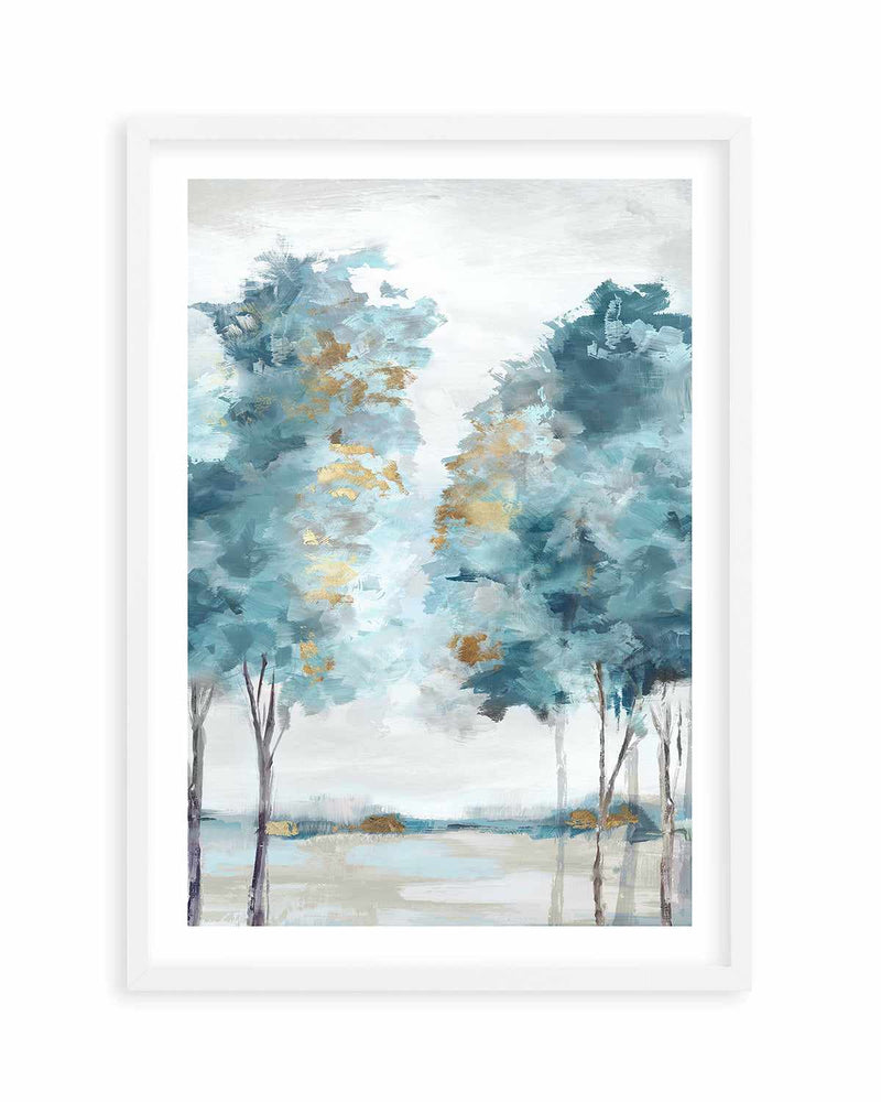 Teal Blue Forest I Art Print