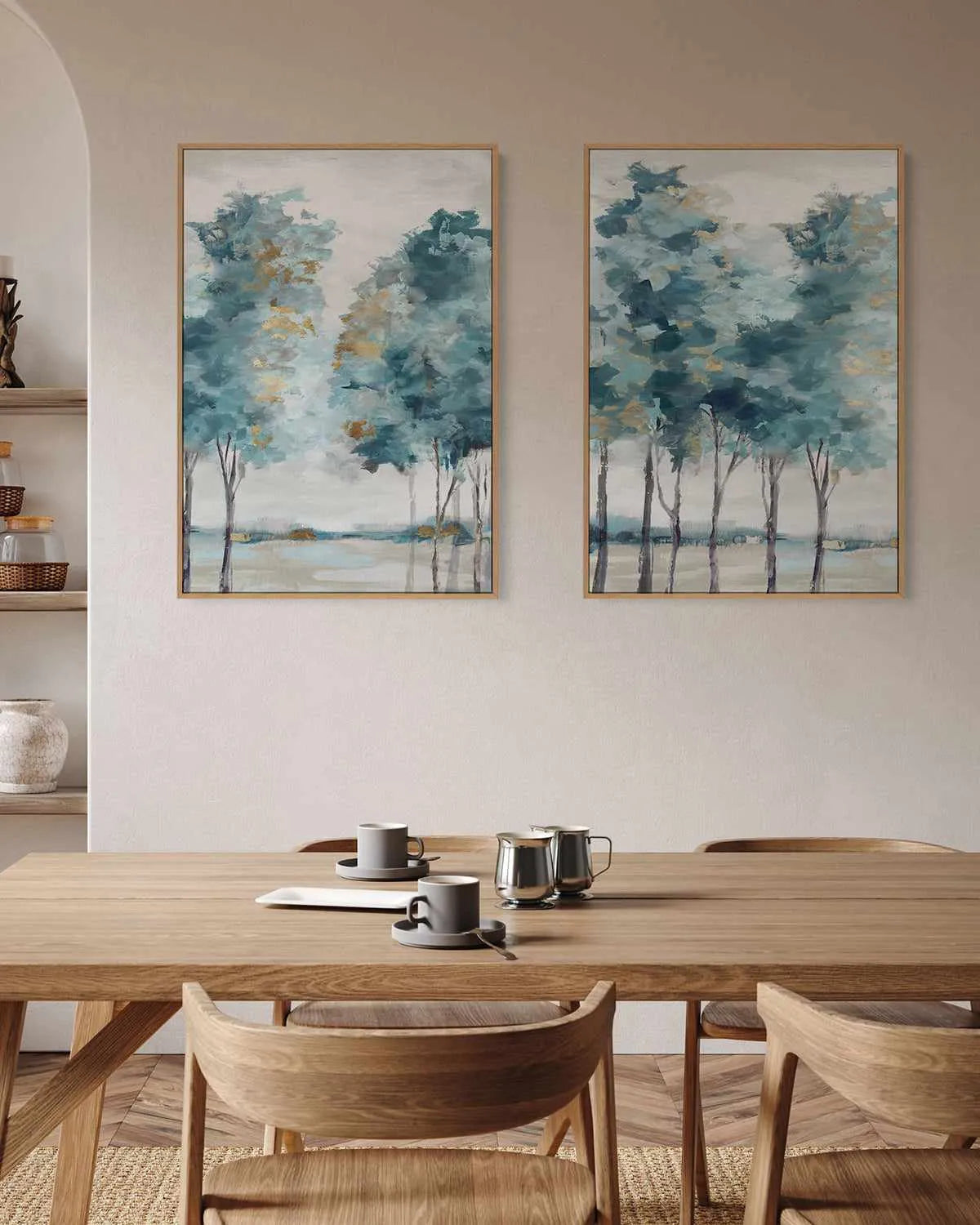 Teal Blue Forest I | Framed Canvas Art Print from Olive et Oriel where you can shop wallpaper and artworks online