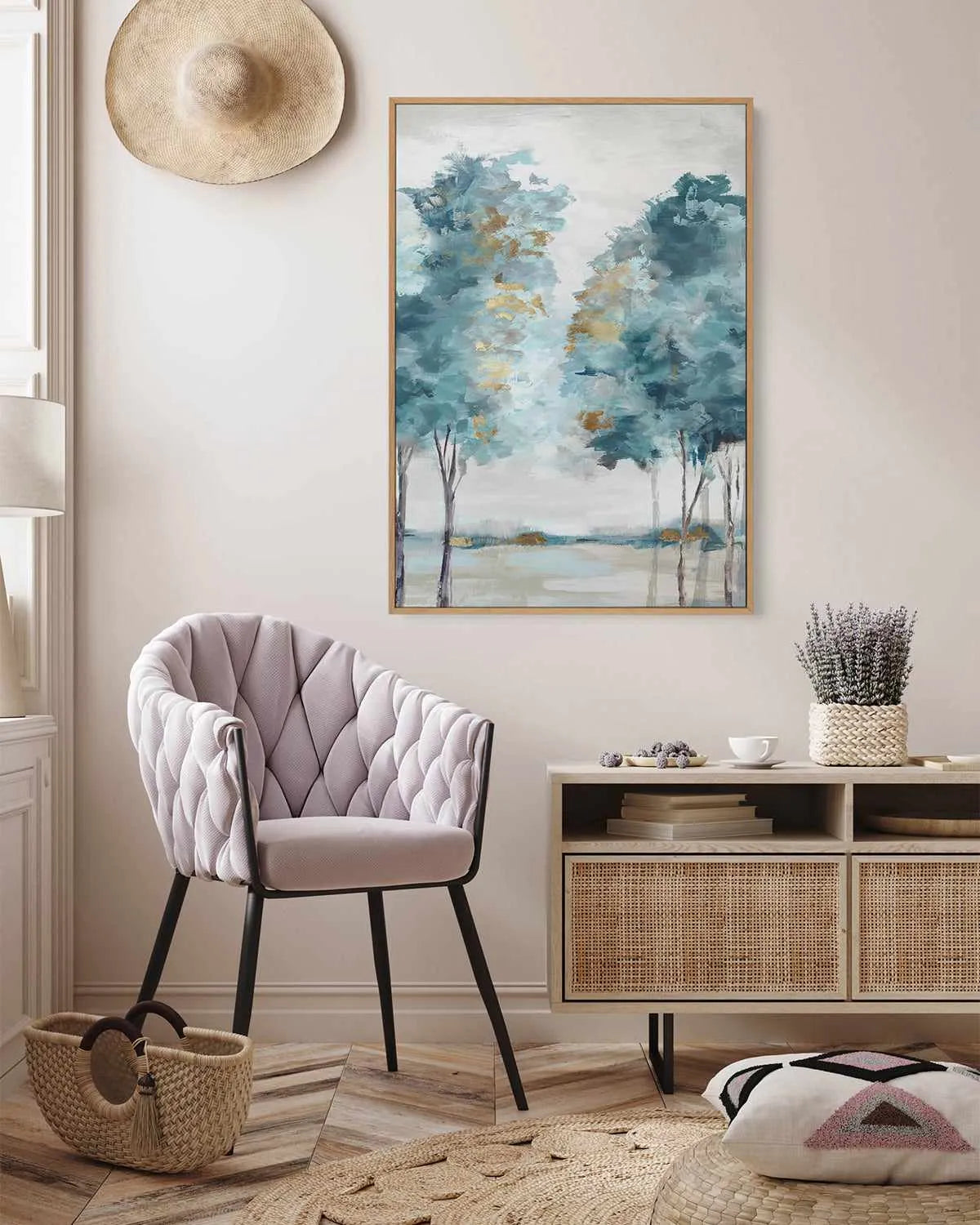 Teal Blue Forest I | Framed Canvas Art Print from Olive et Oriel where you can shop wallpaper and artworks online