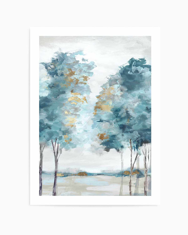 Teal Blue Forest I Art Print